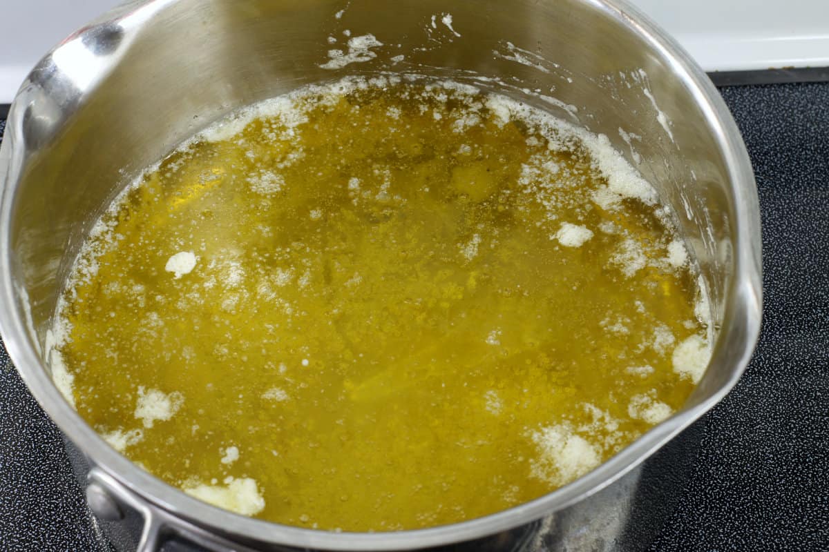 fully clarified butter in a pot