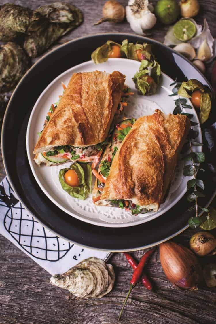 Fresh Oyster Banh Mi Sandwich from The Great Shellfish Cookbook | Photography copyright © 2018 Ksenija Hotic.