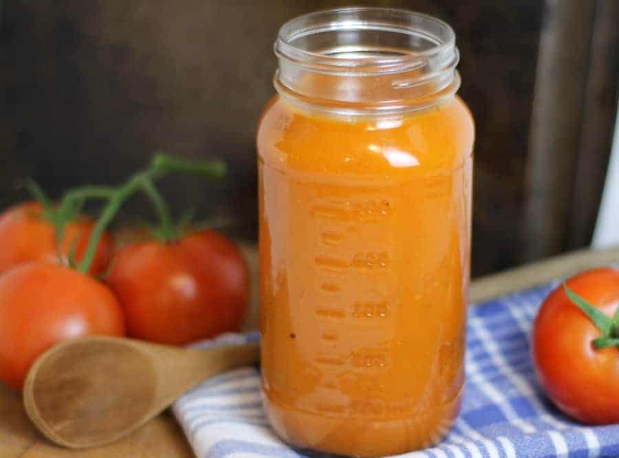 homemade tomato sauce in a glass jar