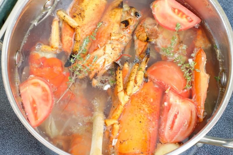 lobster stock prior to cooking