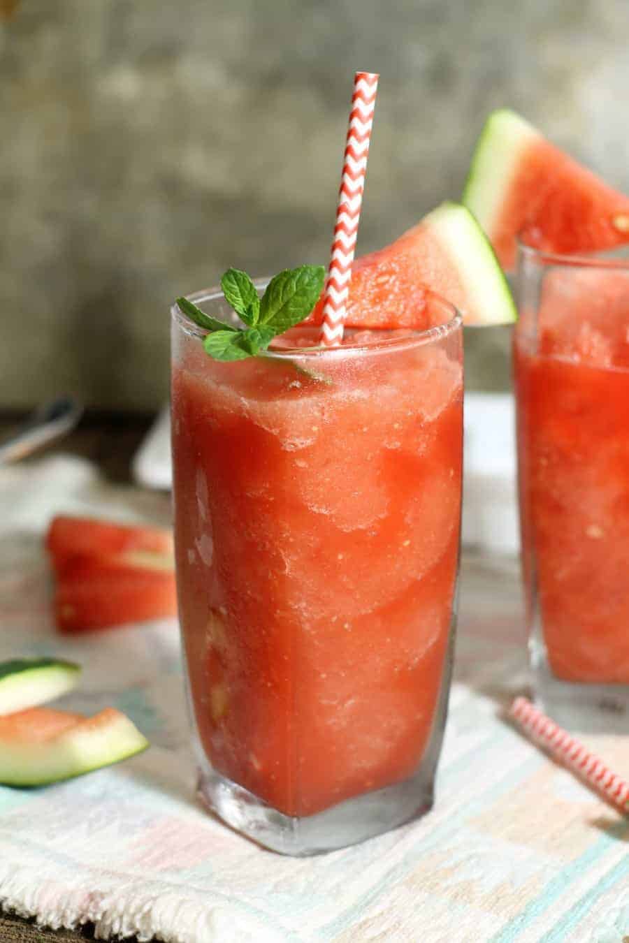 a glass of watermelon slushie