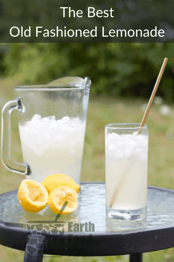 old fashioned lemonade served in a glass outdoors